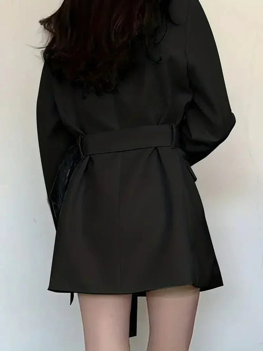 Damen Gürteldesign Wickel Blazer Kleid