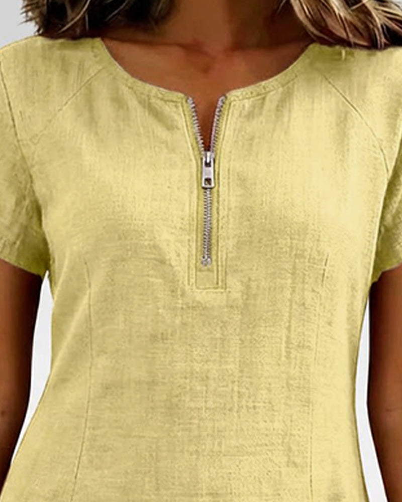 Damen Freizeitkleid mit Reißverschluss und Taschen