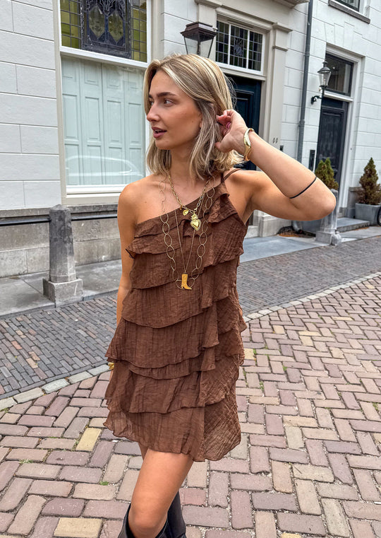 Women's Tiered Ruffle Halter Mini Dress