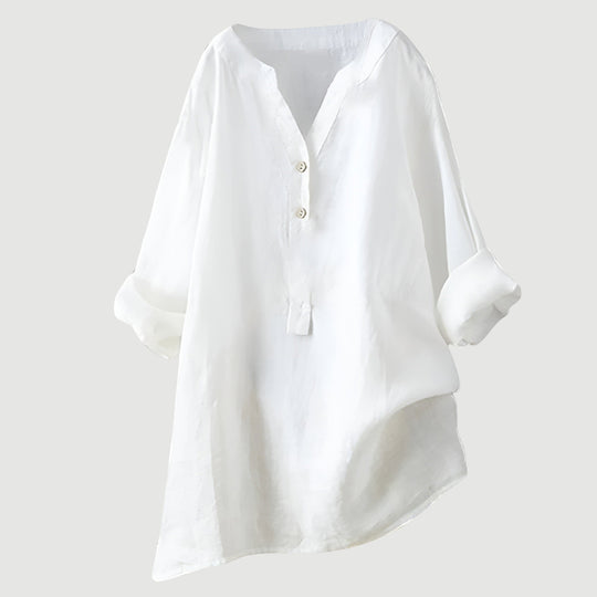 Women's Relaxed Button-Detail Tunic Blouse
