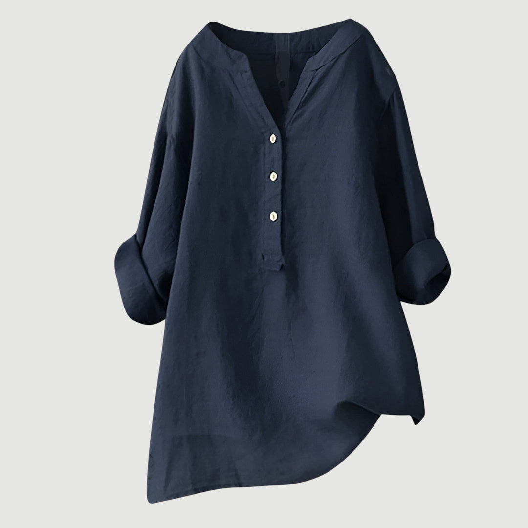 Women's Relaxed Button-Detail Tunic Blouse
