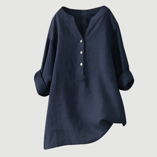 Women's Relaxed Button-Detail Tunic Blouse