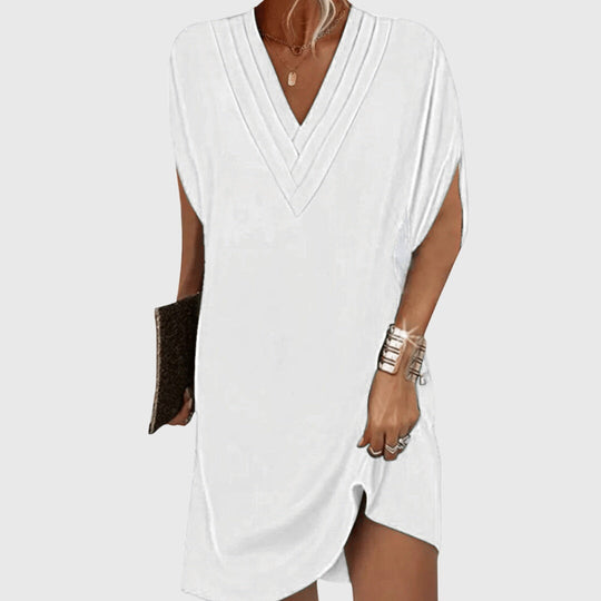 Women's Elegant V-Neck Batwing Mini Dress