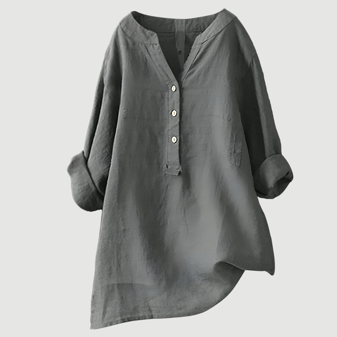 Women's Relaxed Button-Detail Tunic Blouse