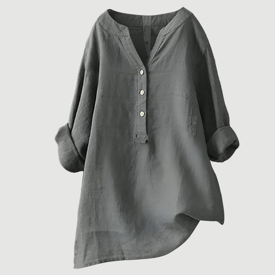 Women's Relaxed Button-Detail Tunic Blouse