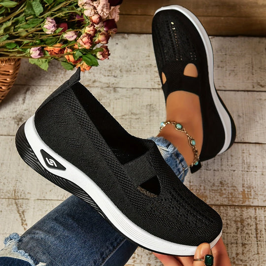 Women's Breathable Knit Slip-On Walking Sneakers