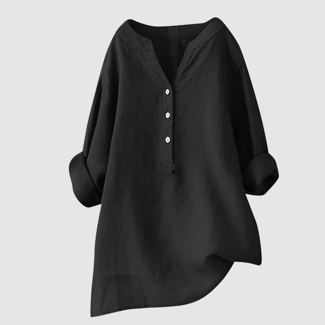 Women's Relaxed Button-Detail Tunic Blouse
