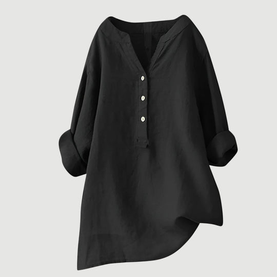 Women's Relaxed Button-Detail Tunic Blouse