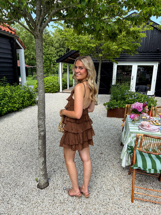 Women's Tiered Ruffle Halter Mini Dress