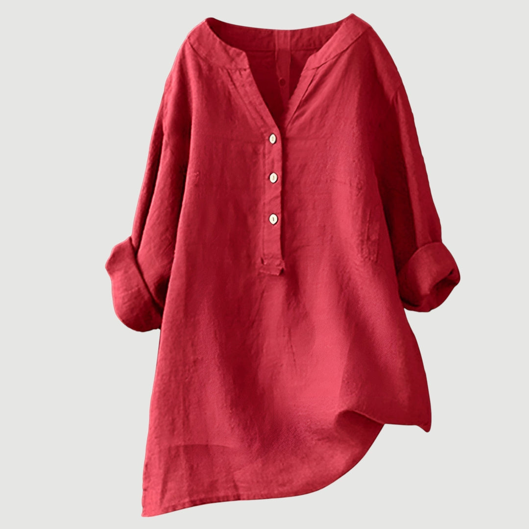 Women's Relaxed Button-Detail Tunic Blouse