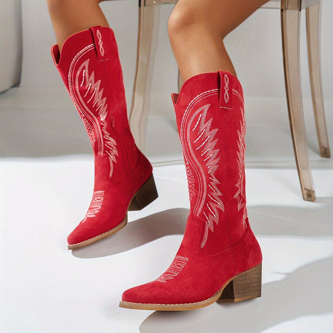 Women's Embroidered Western Knee-High Cowboy Boots