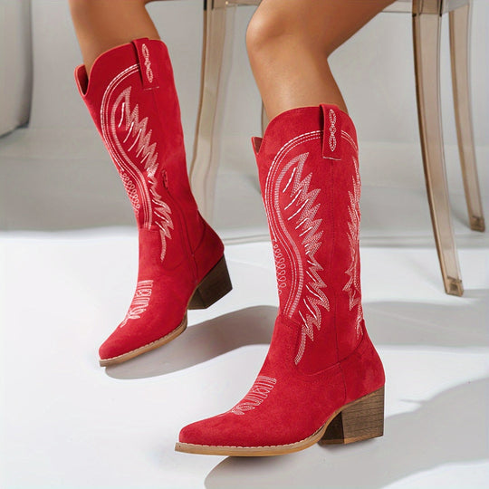 Women's Embroidered Western Knee-High Cowboy Boots