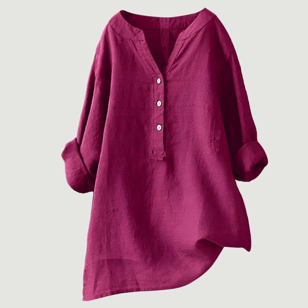 Women's Relaxed Button-Detail Tunic Blouse