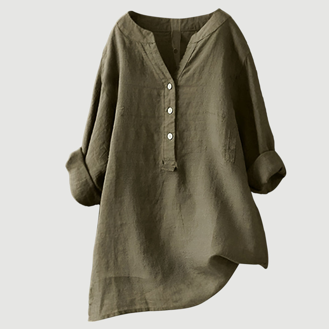 Women's Relaxed Button-Detail Tunic Blouse