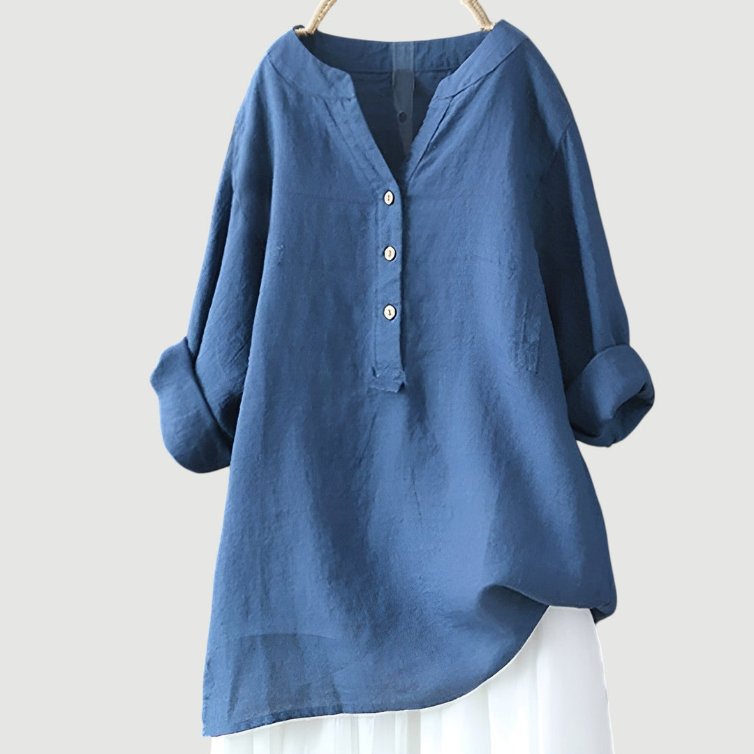 Women's Relaxed Button-Detail Tunic Blouse
