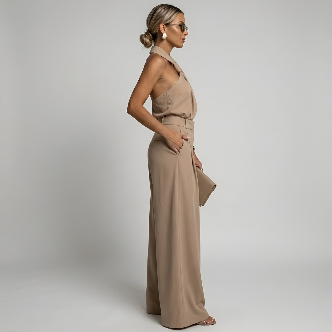 Women's Elegant Halter Neck Wide-Leg Jumpsuit