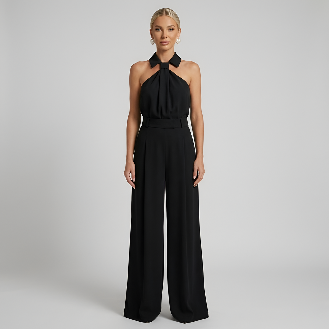 Women's Elegant Halter Neck Wide-Leg Jumpsuit
