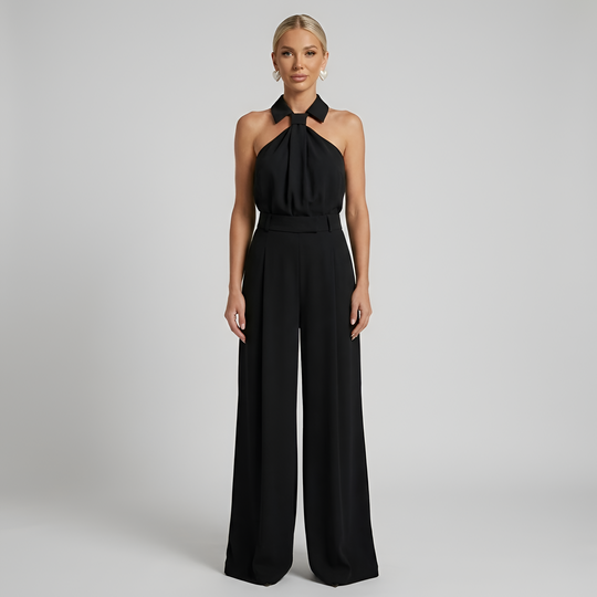 Women's Elegant Halter Neck Wide-Leg Jumpsuit
