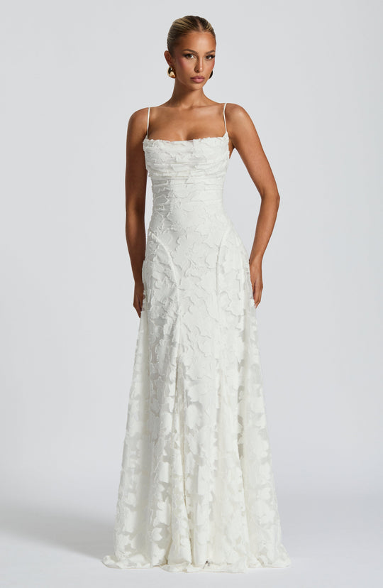 Women's Elegant Floral Lace Spaghetti Strap Evening Gown