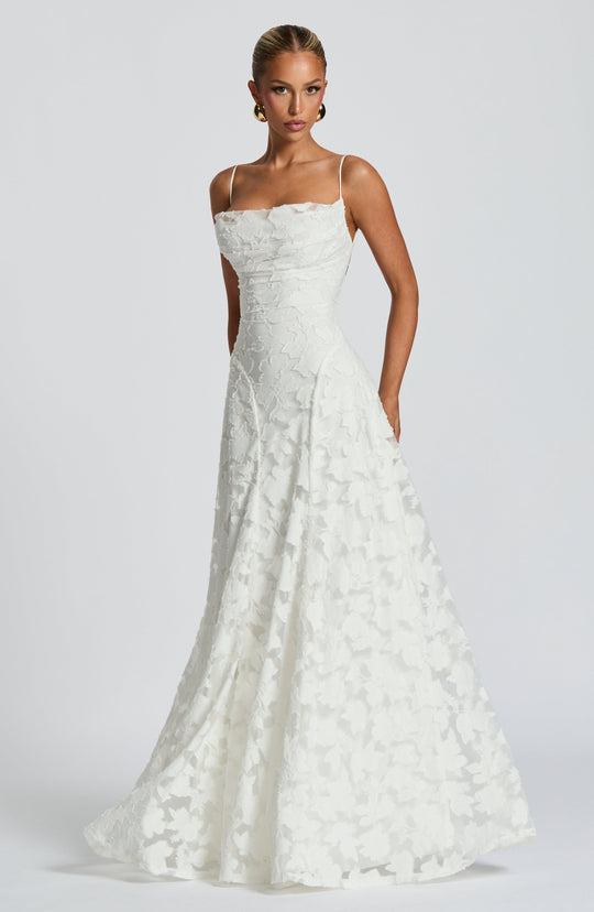 Women's Elegant Floral Lace Spaghetti Strap Evening Gown