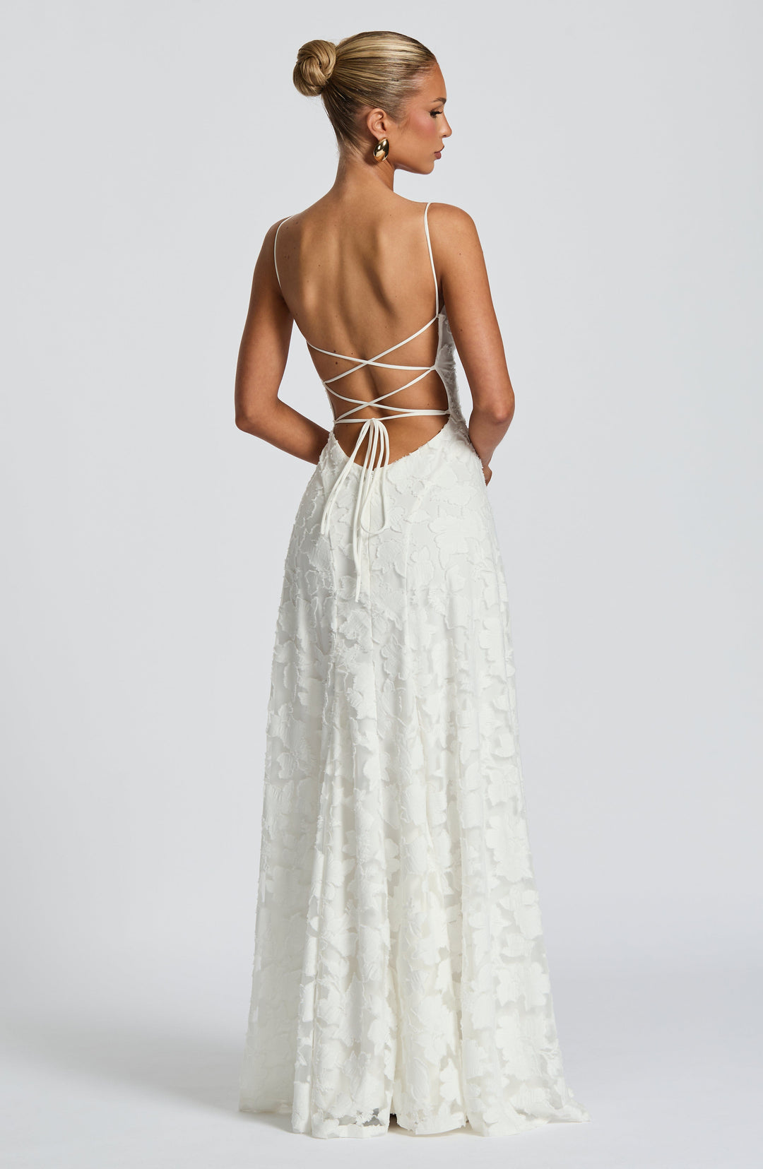 Women's Elegant Floral Lace Spaghetti Strap Evening Gown