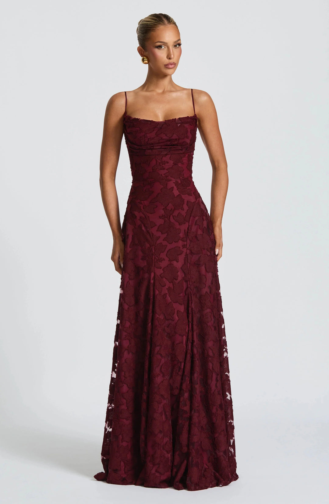 Women's Elegant Floral Lace Spaghetti Strap Evening Gown