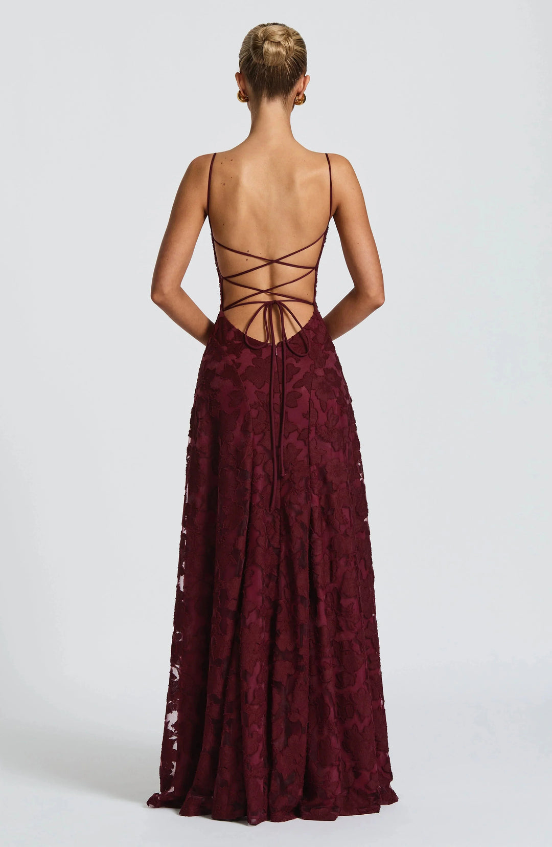 Women's Elegant Floral Lace Spaghetti Strap Evening Gown
