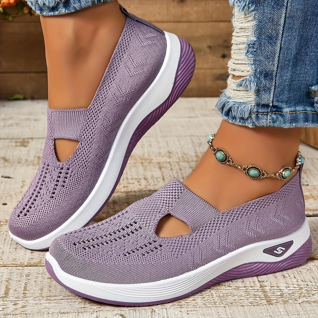 Women's Breathable Knit Slip-On Walking Sneakers