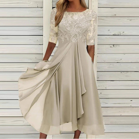 Elegantes Maxikleid mit floraler Spitzenüberlagerung für Damen