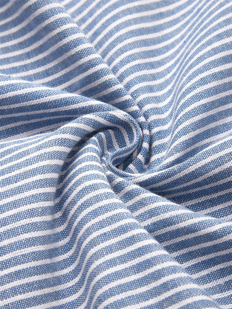 Women's Striped Button-Accent Midi Dress with Side Pockets