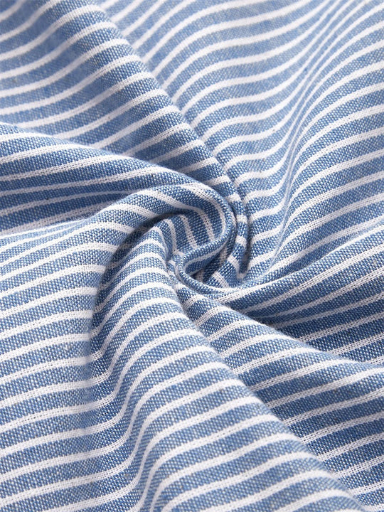 Women's Striped Button-Accent Midi Dress with Side Pockets