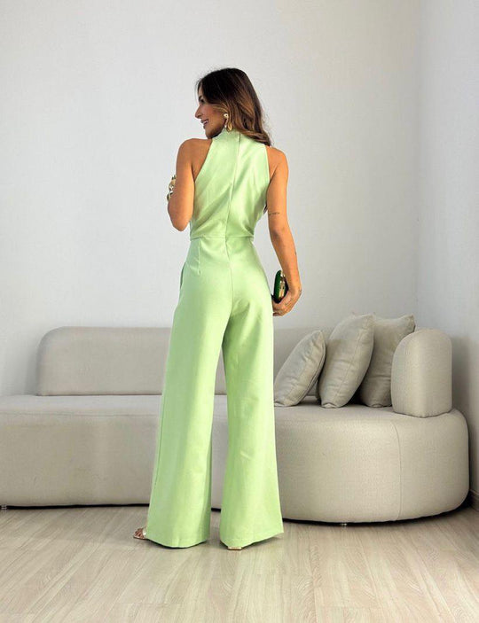 Eleganter Damen-Jumpsuit mit Neckholder und weitem Bein