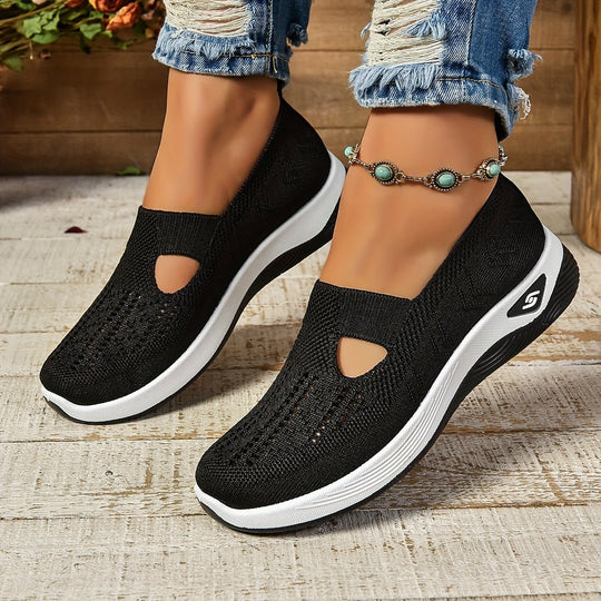 Women's Breathable Knit Slip-On Walking Sneakers