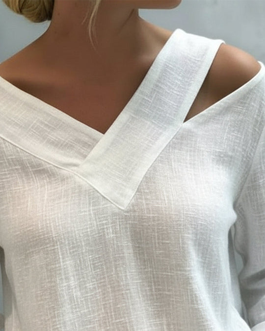 Elegante Damenbluse mit langem Arm und überkreuztem Ausschnitt