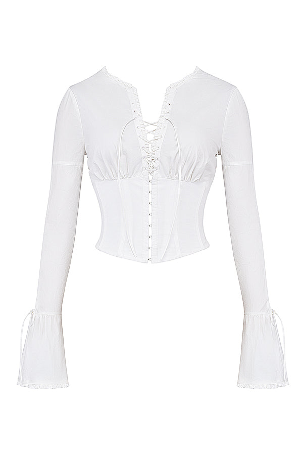 Women's Lace-Up Corset Inspired Blouse