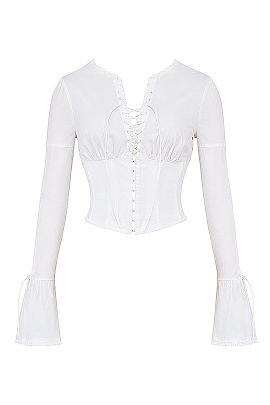 Women's Lace-Up Corset Inspired Blouse