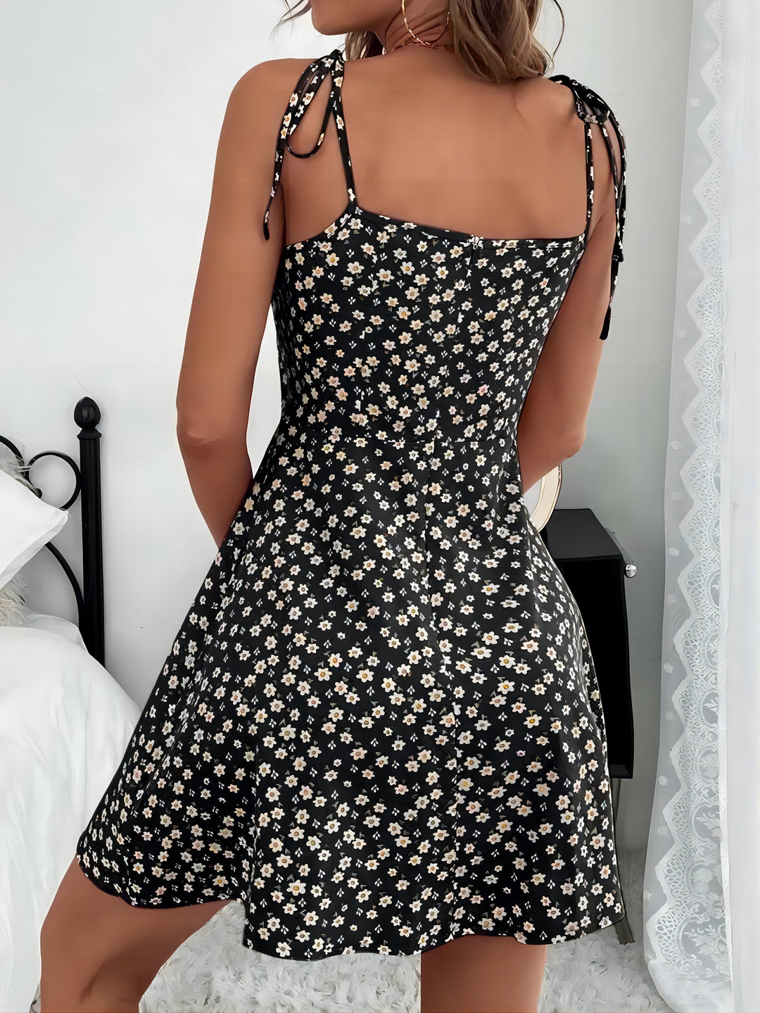 Women's Floral Tie-Strap A-Line Mini Sundress