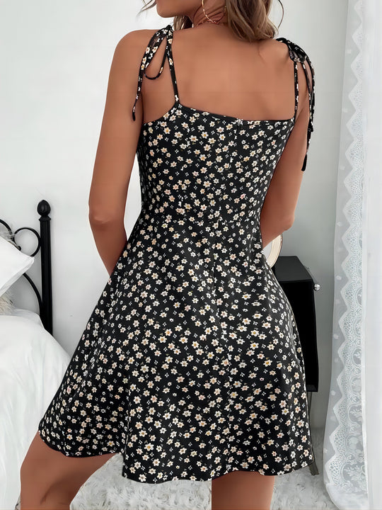 Women's Floral Tie-Strap A-Line Mini Sundress