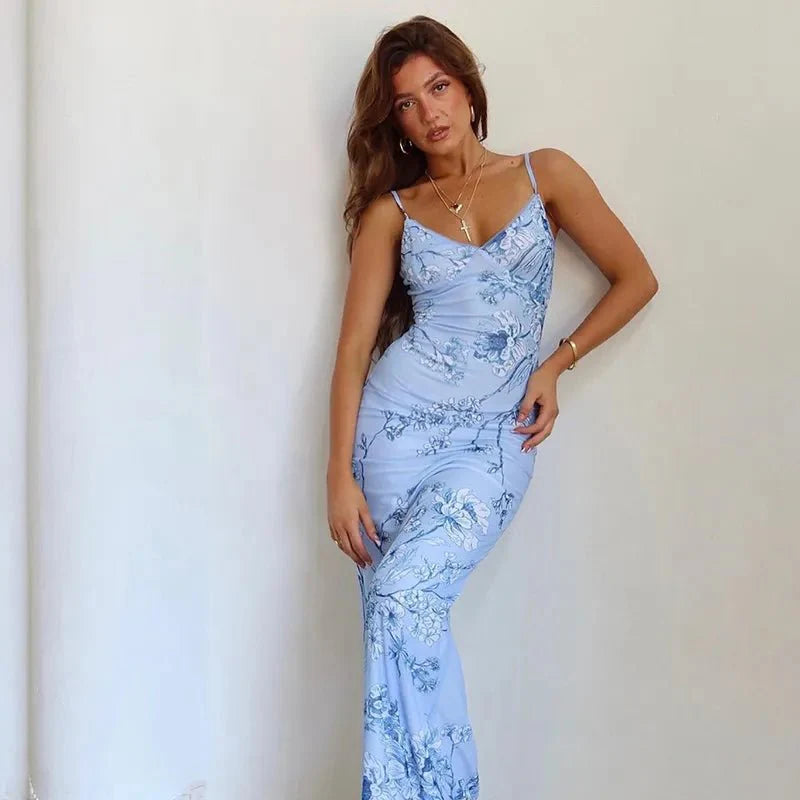 Women's Vintage Blossom Slip Maxi Dress