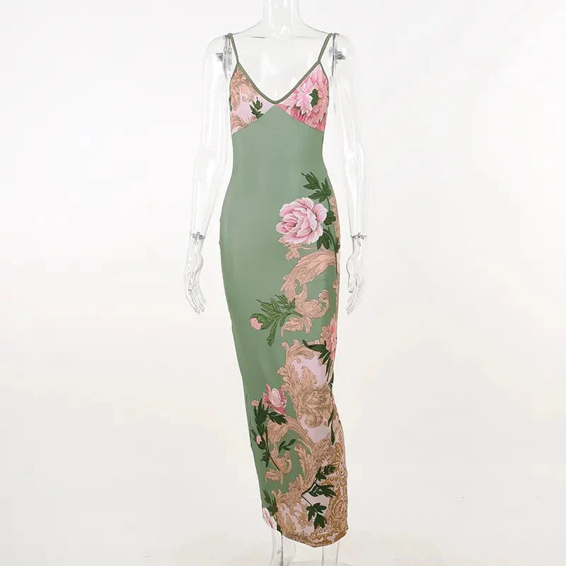 Women's Vintage Blossom Slip Maxi Dress