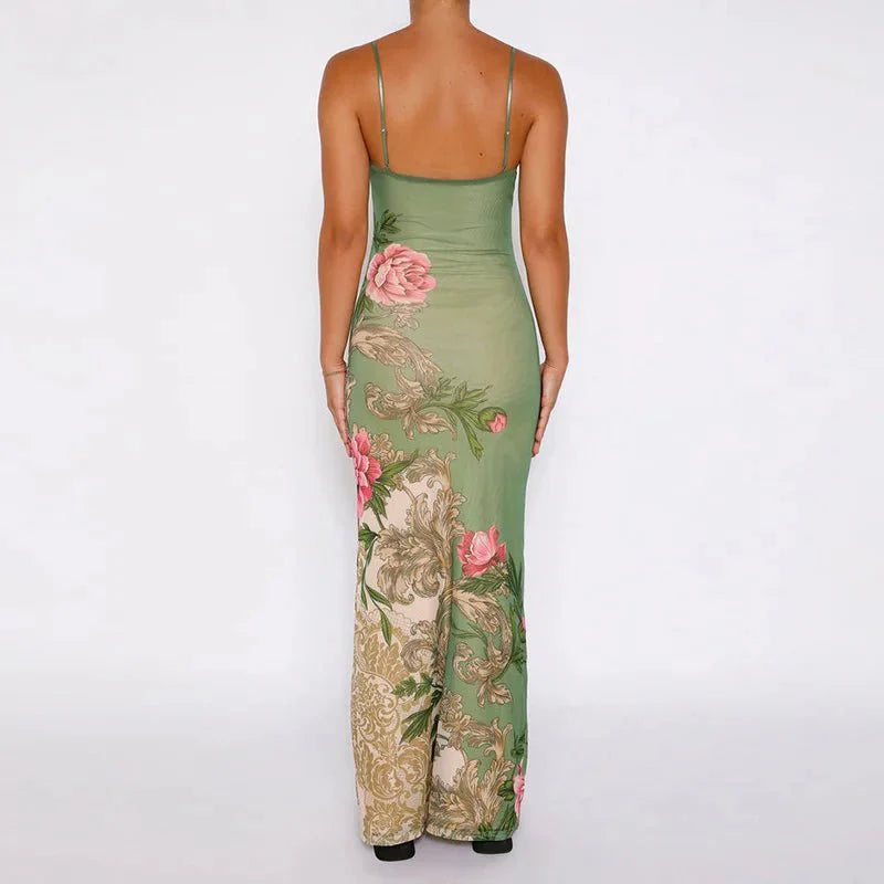 Women's Vintage Blossom Slip Maxi Dress