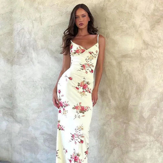 Women's Vintage Blossom Slip Maxi Dress