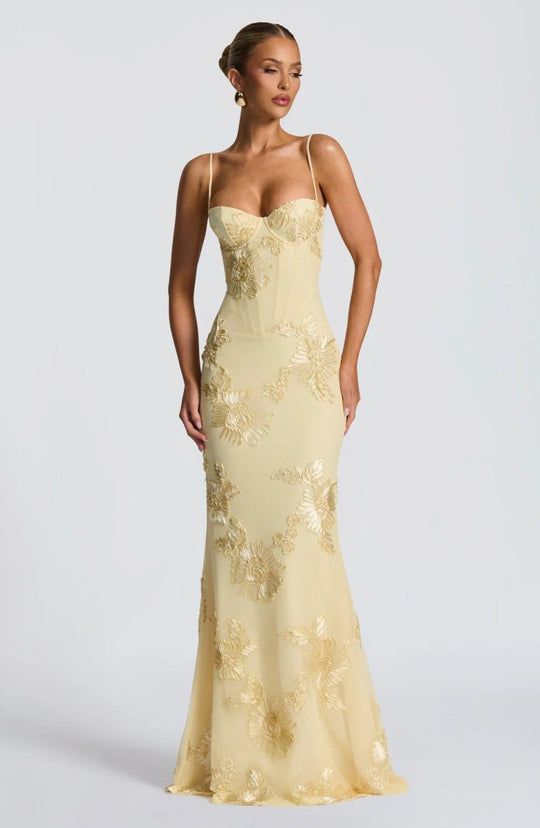 Women's Floral Lace Mermaid Evening Maxi Dress