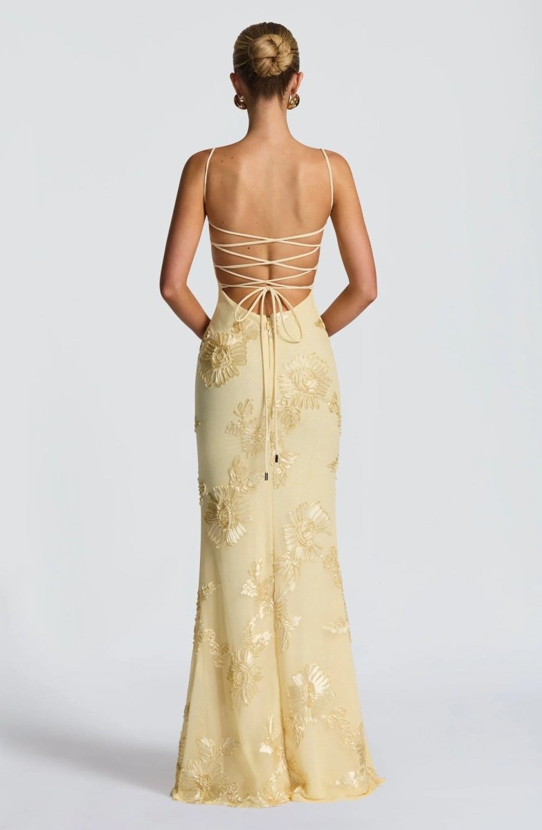 Women's Floral Lace Mermaid Evening Maxi Dress
