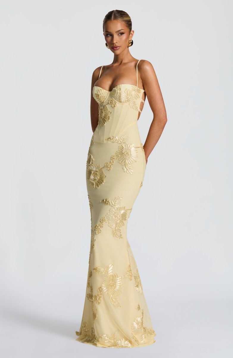 Women's Floral Lace Mermaid Evening Maxi Dress