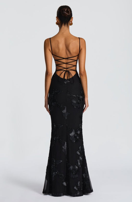 Women's Floral Lace Mermaid Evening Maxi Dress