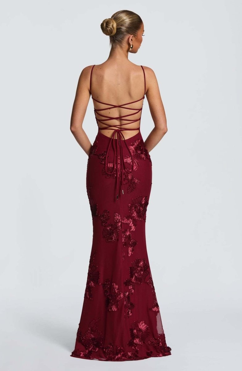 Women's Floral Lace Mermaid Evening Maxi Dress