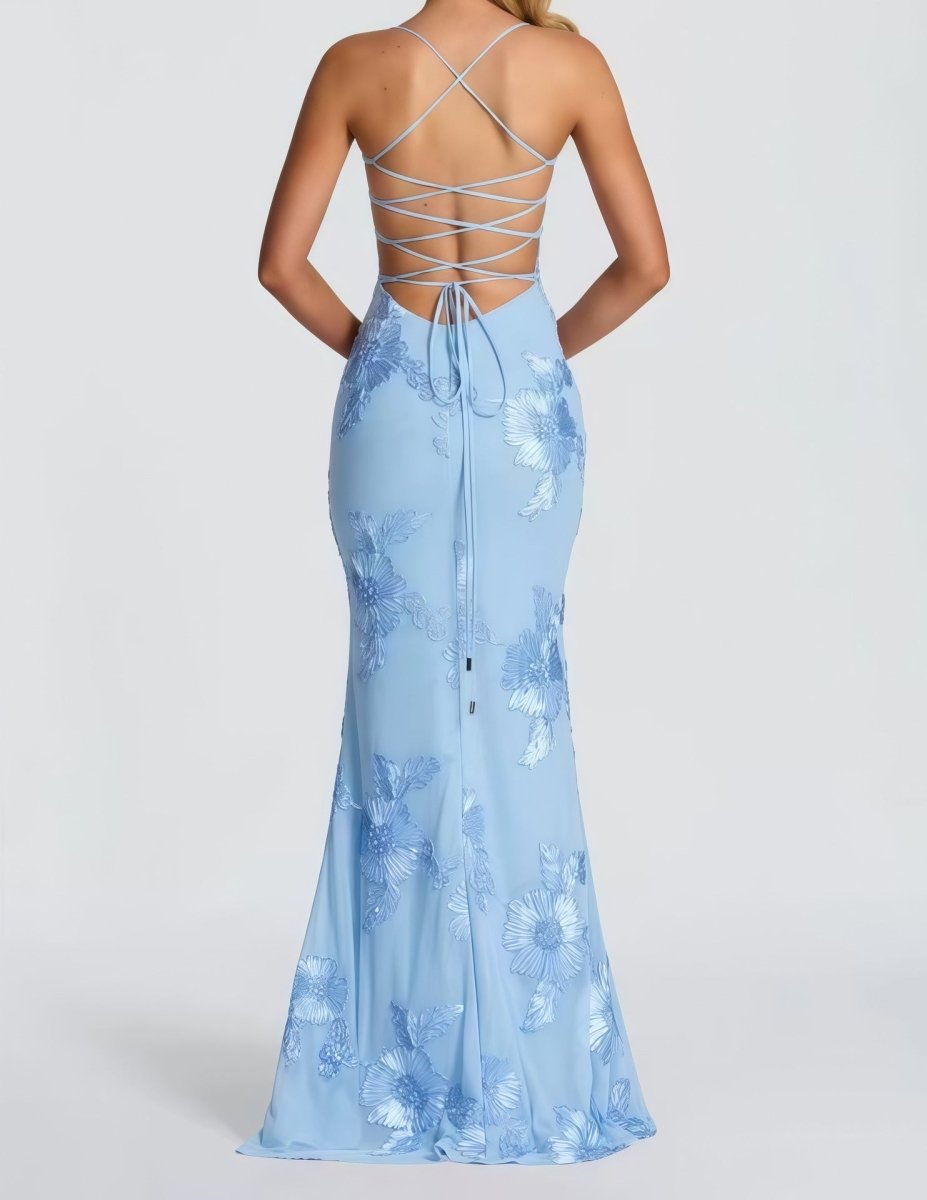 Women's Floral Lace Mermaid Evening Maxi Dress