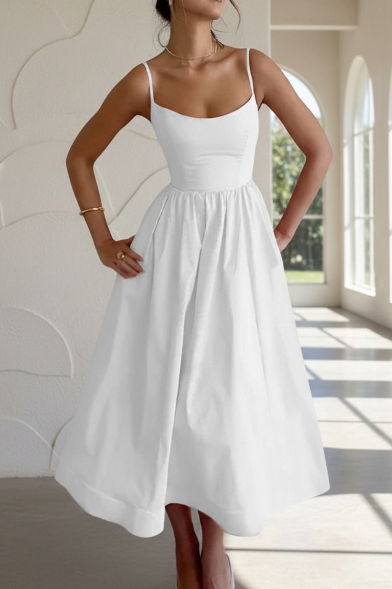 Women's Elegant Strappy Fit and Flare Midi Dress