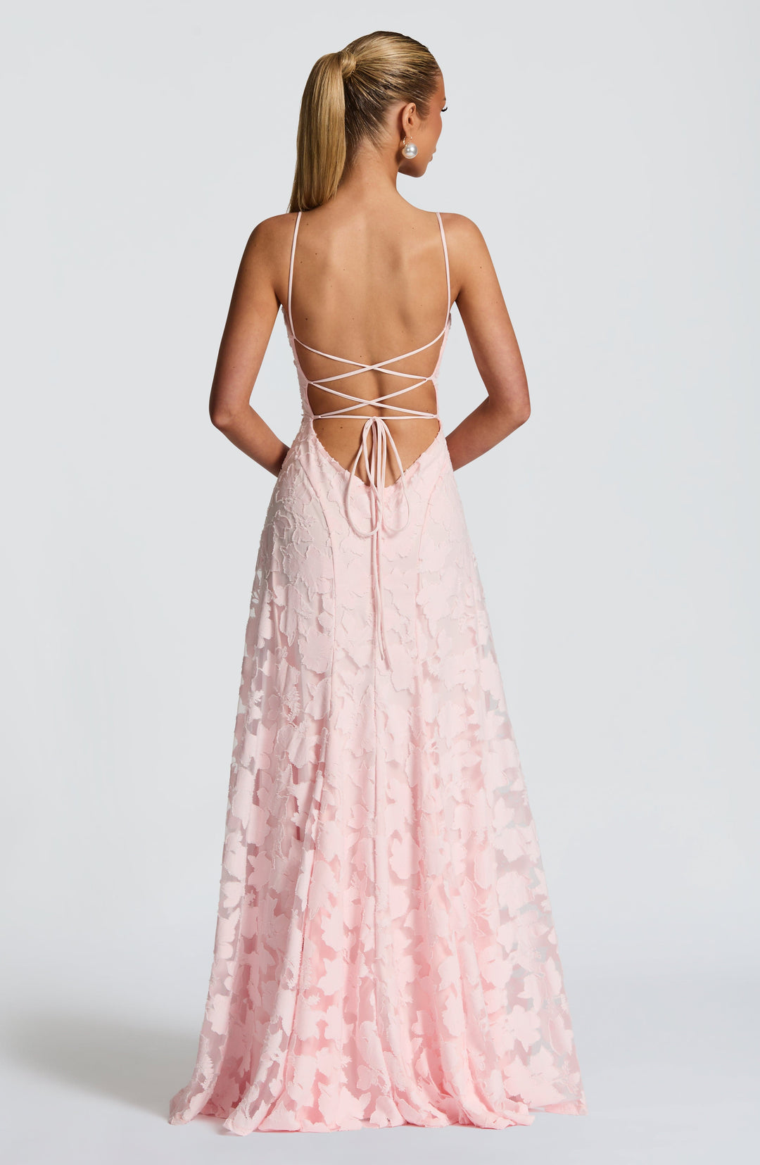 Women's Floral Lace Cowl Neck Maxi Evening Dress